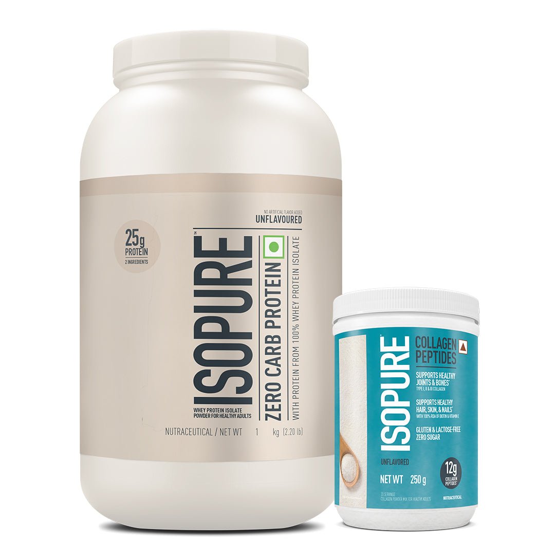 Isopure Unflavored + Isopure Collagen Peptides (12g/serve) with Biotin & Vitamin E- 250g (Unflavored)