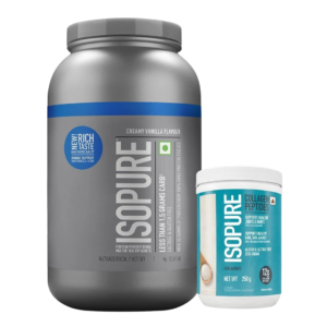 Isopure - Vanilla - 1 Kg + Isopure Collagen Peptides (12g/serve) with Biotin & Vitamin E- 250g (Unflavored)